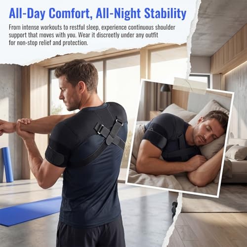 Adjustable Double Shoulder Brace for Women and Men,Black Shoulder Brace for