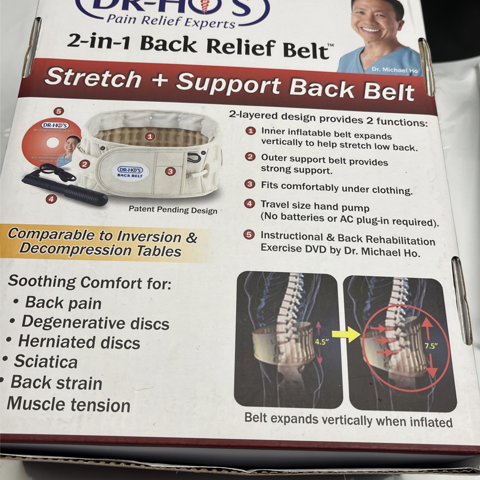 AUTHENTIC Dr. Ho’s 2-in-1 Stretch and Support Back Relief Belt size B 42-55″