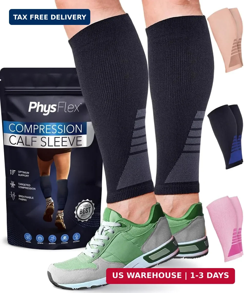 Calf Compression Sleeves for Men and Women – (1 Pair) Footless Compression Socks
