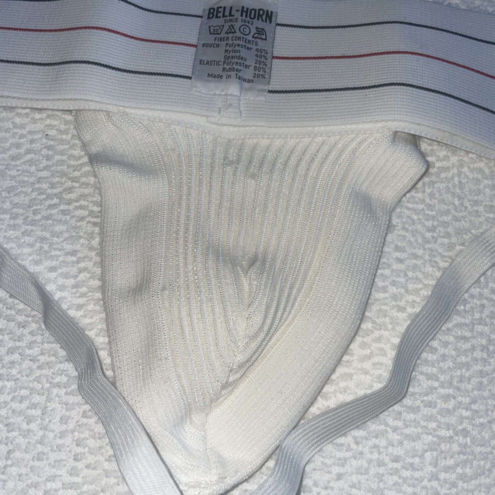 Bell-Horn Athletic Supporter Jock Strap Medium White protection sport Gym Class