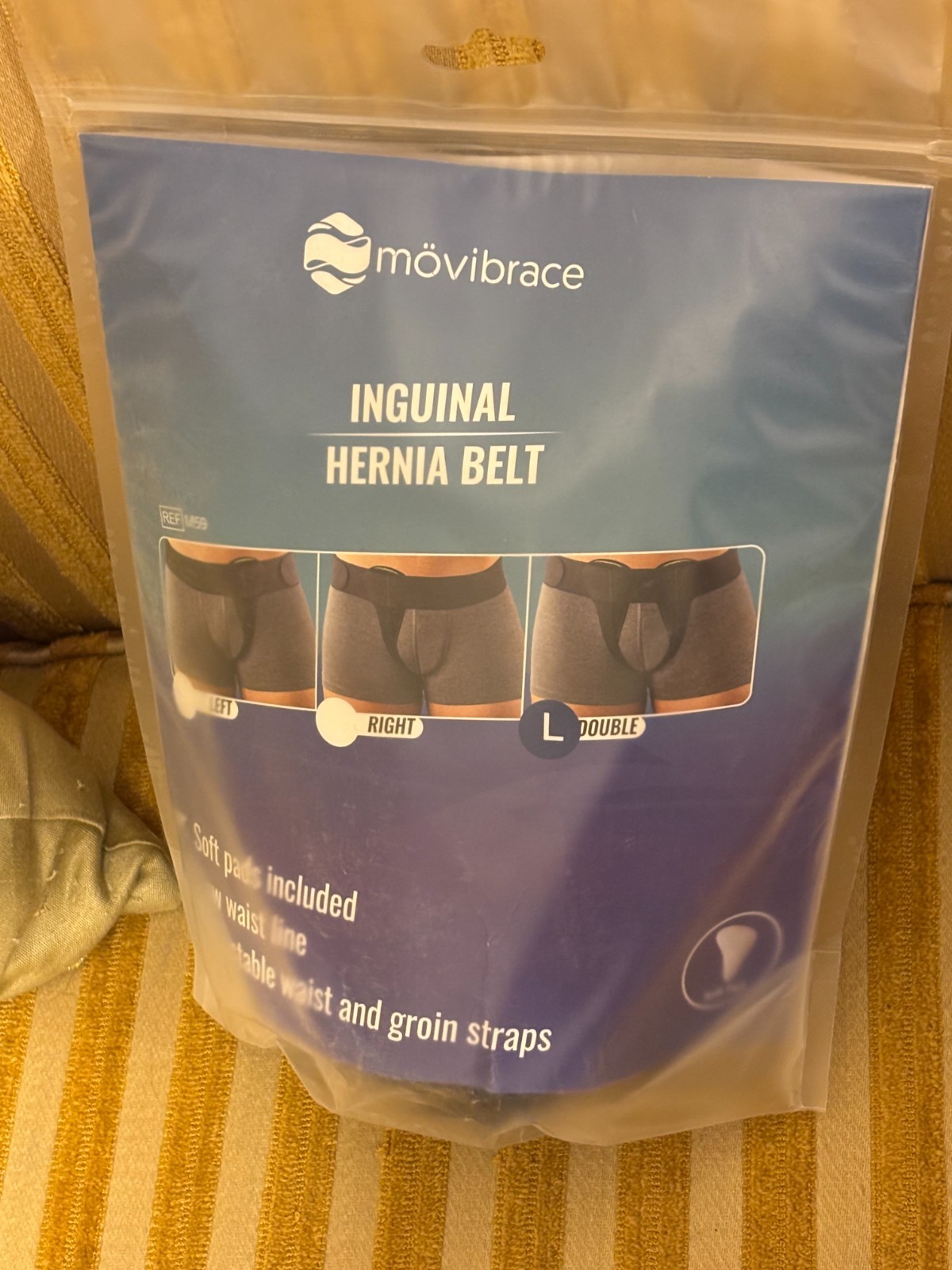 BRAND NEW Inguinal Groin Hernia Belt Movibrace DOUBLE Black Large Truss M59 BEST