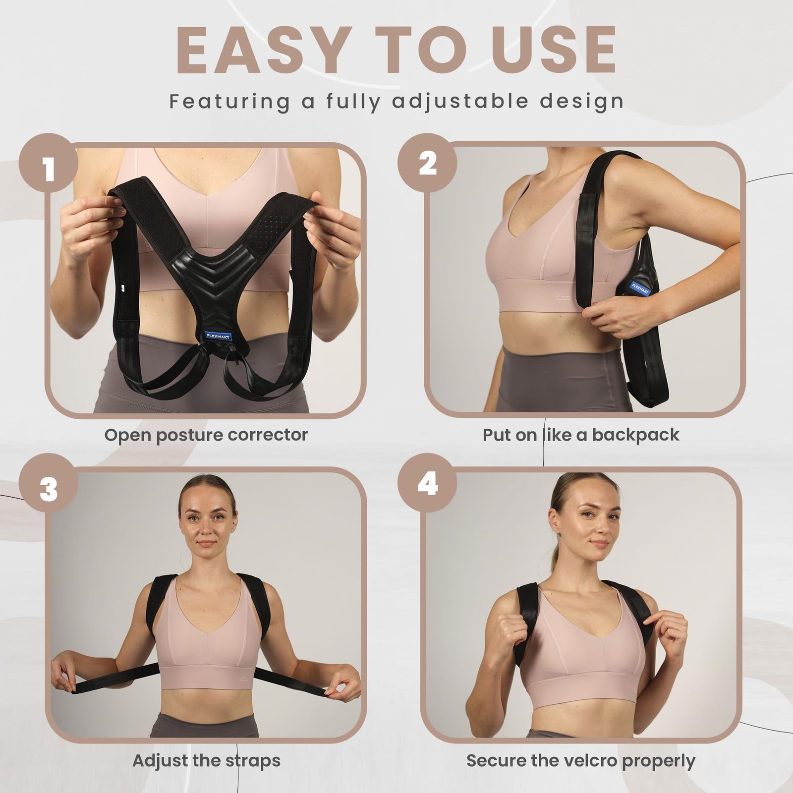 FLEXMAKT – Posture Corrector Just For Women – Adjustable Back Large, Black