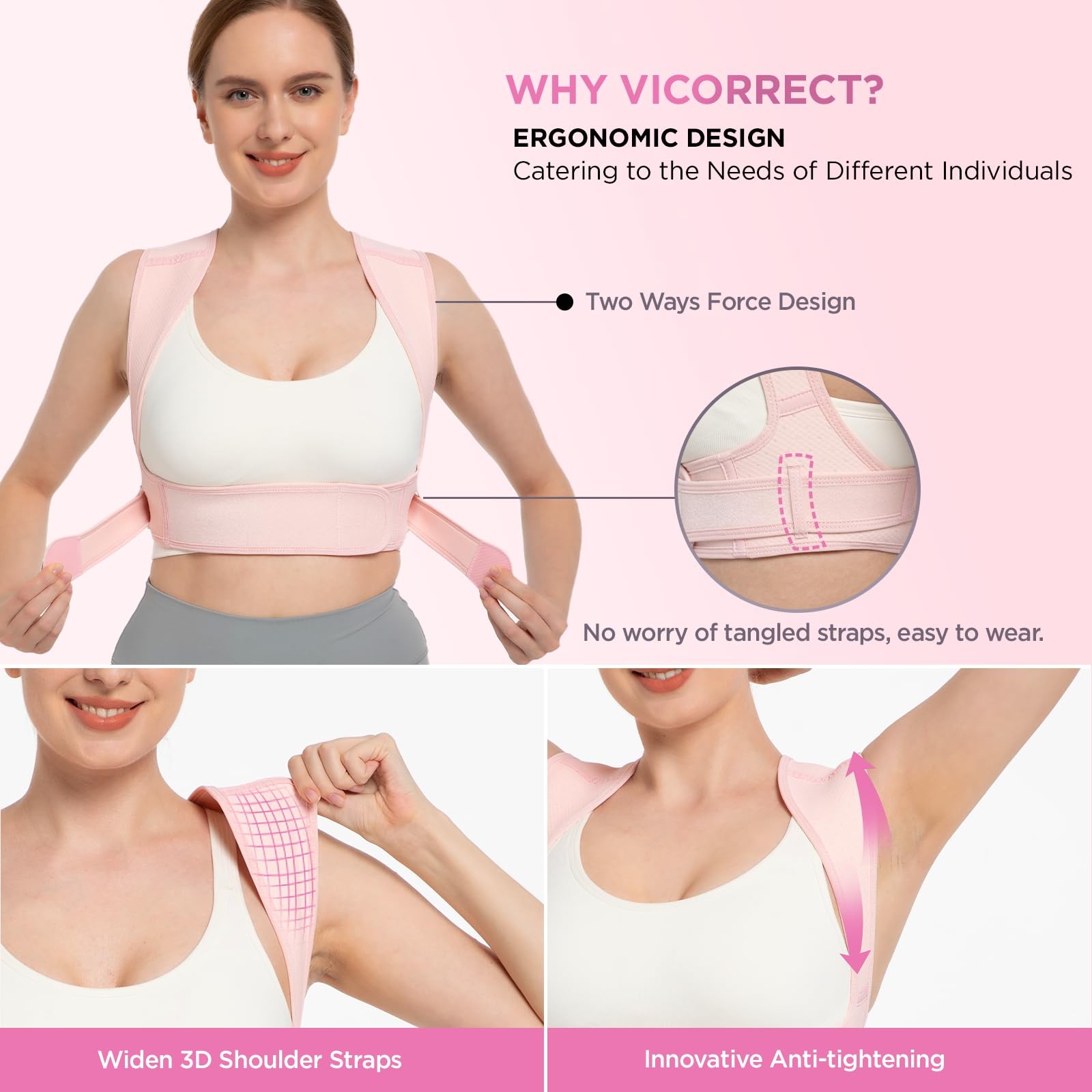 Vicorrect Posture Corrector for Women and Men, Adjustable Upper Back Brace fo…