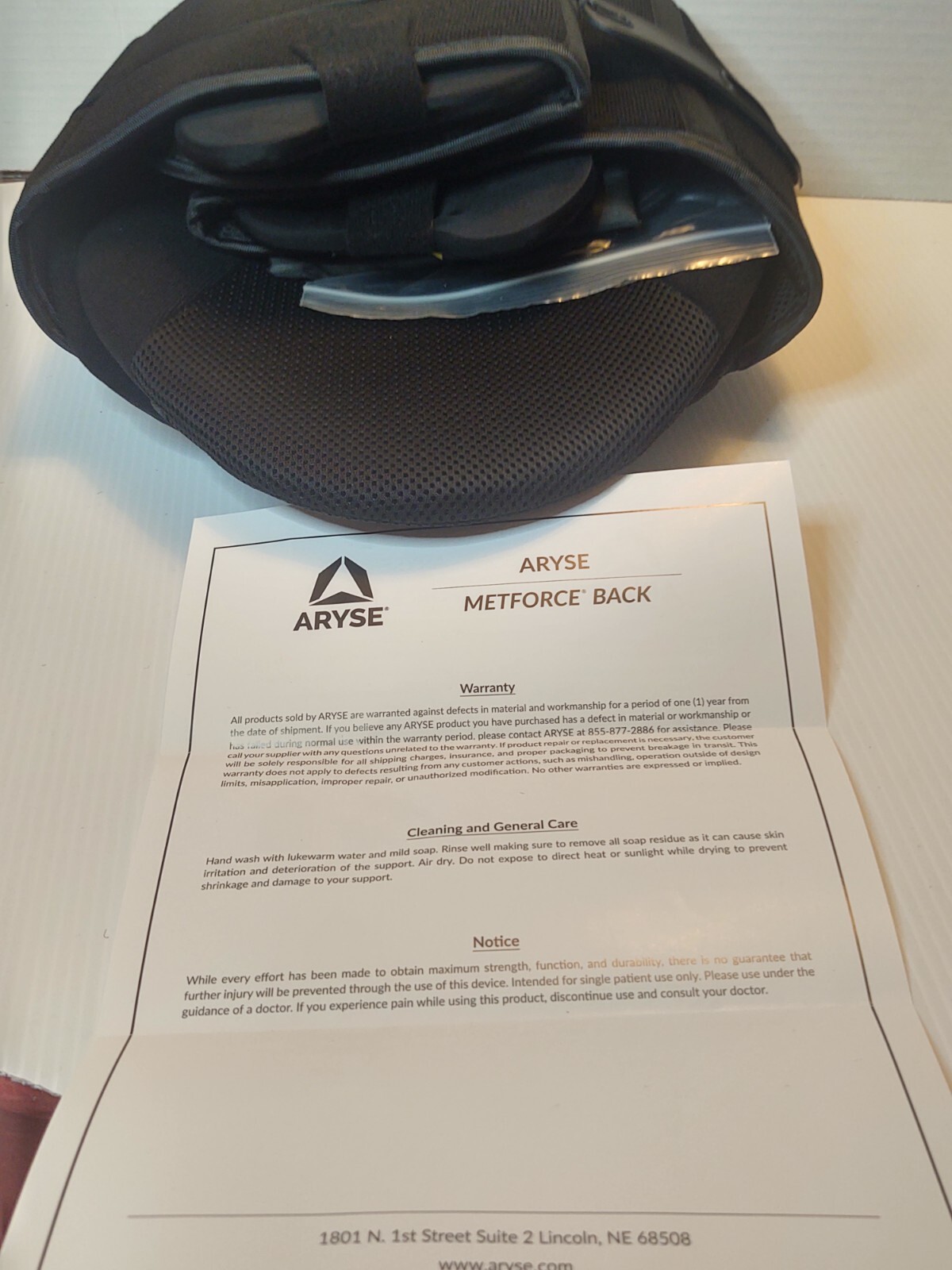 Aryse Metforce Back Brace AY-37 50-105 Compression Support System 2X LARGE New