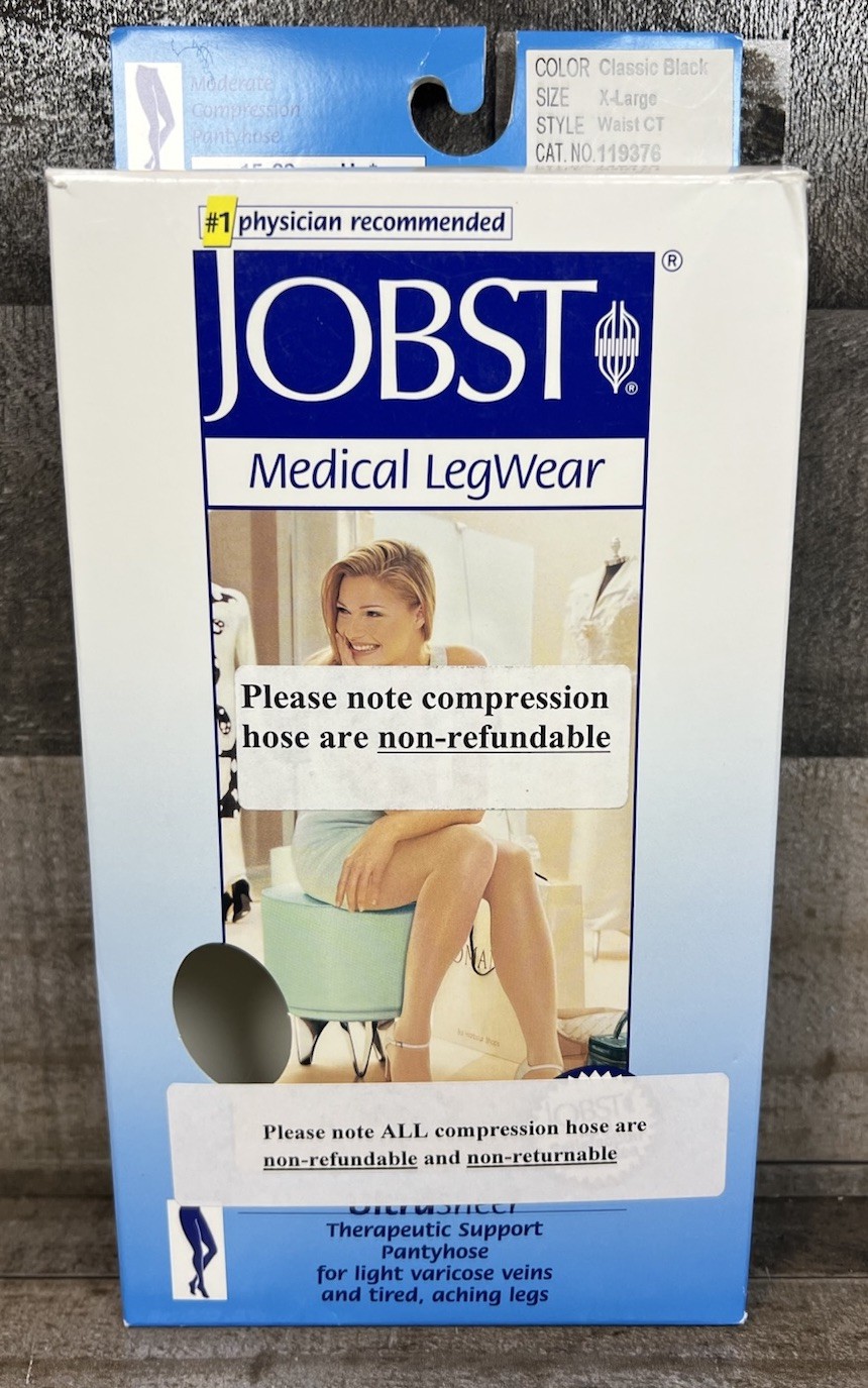 JOBST UltraSheer Waist High Pantyhose Closed Toe 15-20mmHg (Classic Black) X-Lar