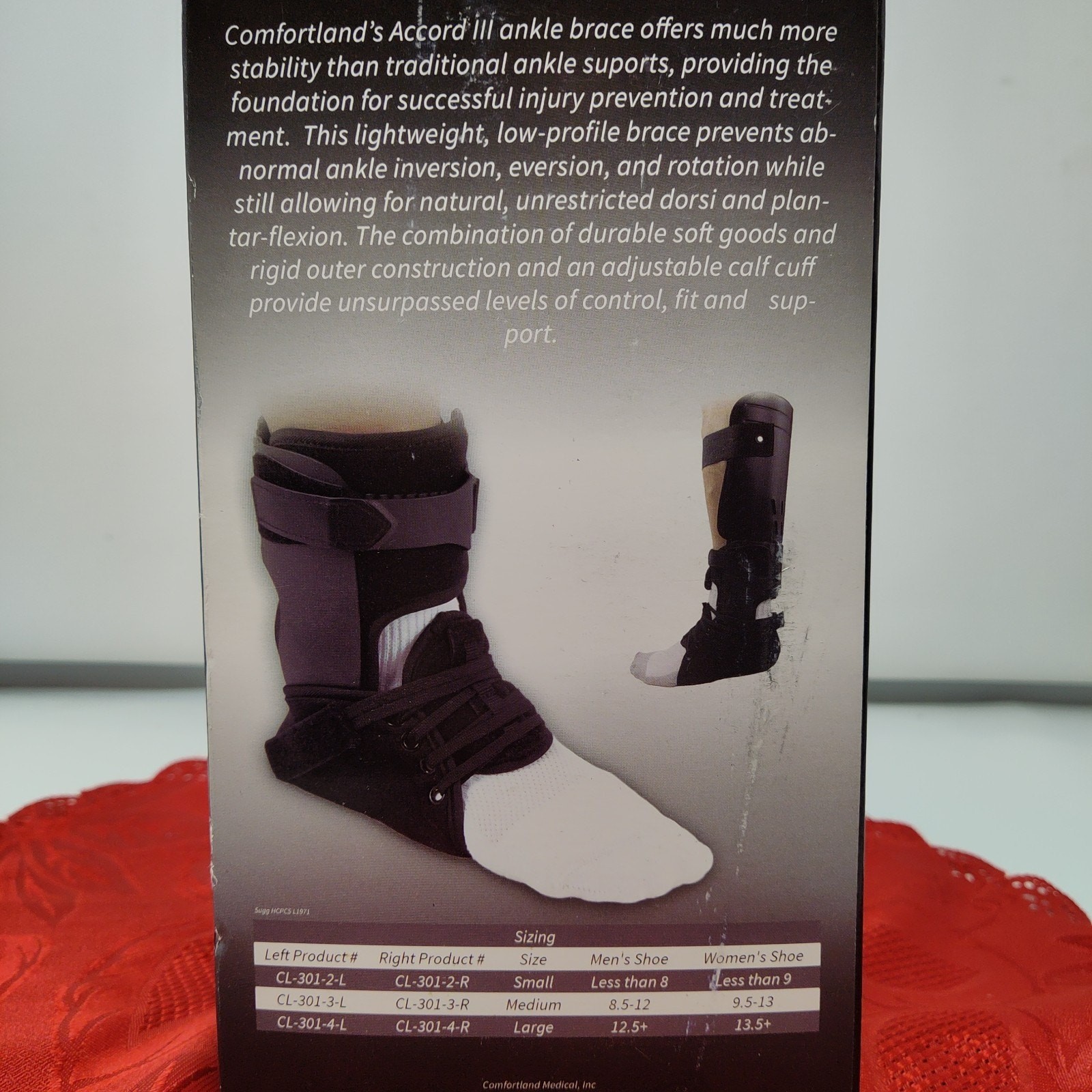 SR New Comfortland Accord Ankle Brace III Sm Right Foot CL-301-2-R Black Small