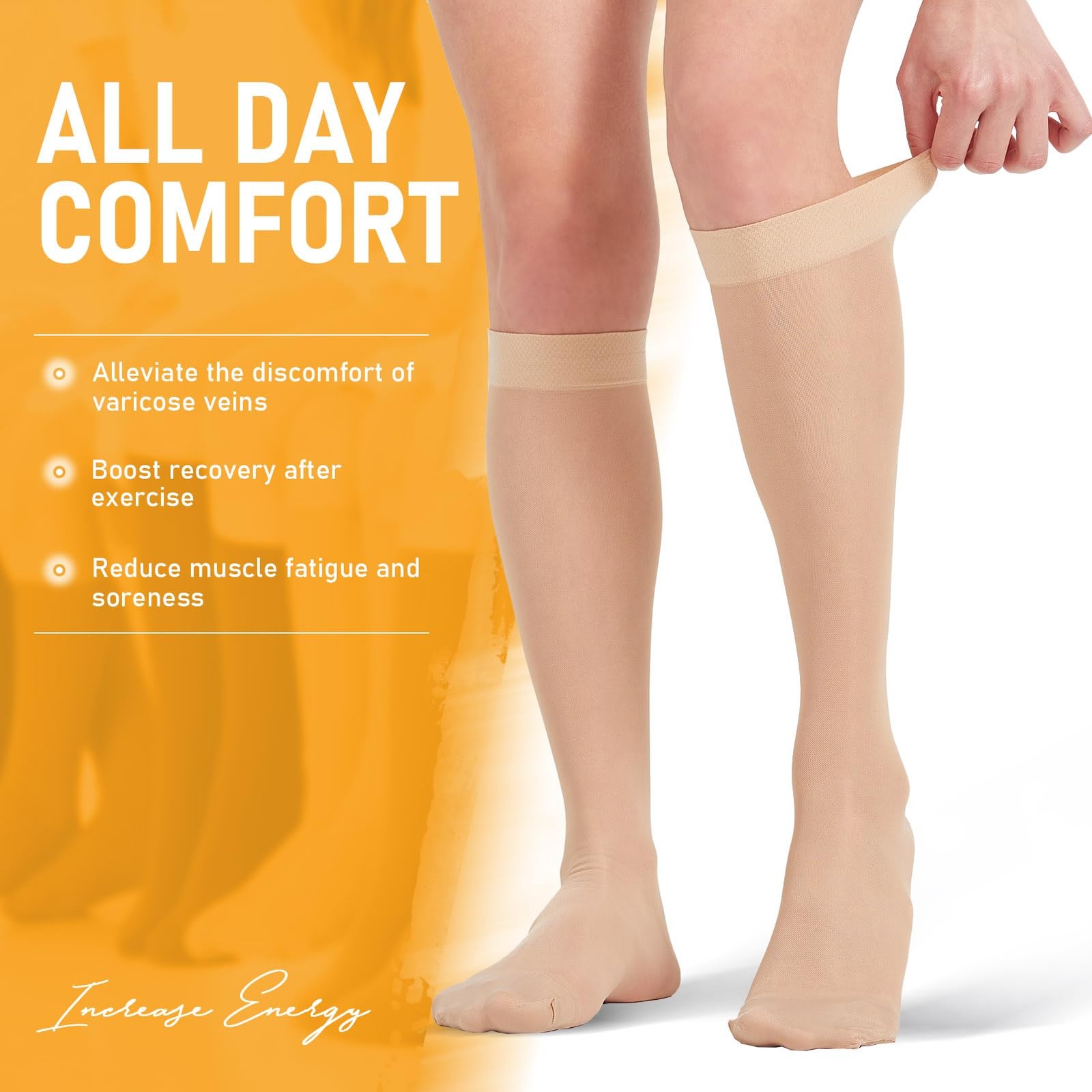 2 Pairs Sheer Compression Socks for Women – 15-20 mmHg Knee High Sheer Compre…