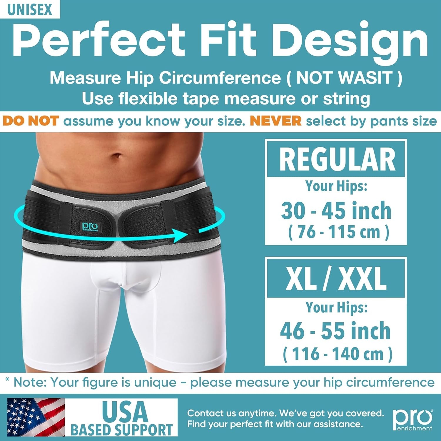 Men’s and Women’s Adjustable SI Belt XL for Hip Pain Relief – Travel Included