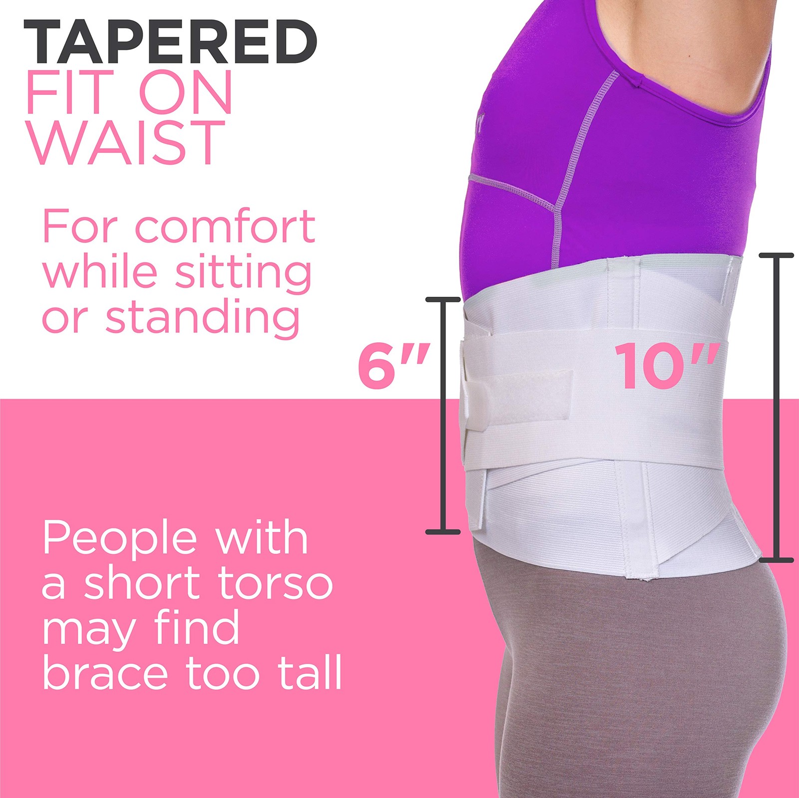 Womens Back Brace Lower Pain White Elastic Lumbar Compression Support Belt L