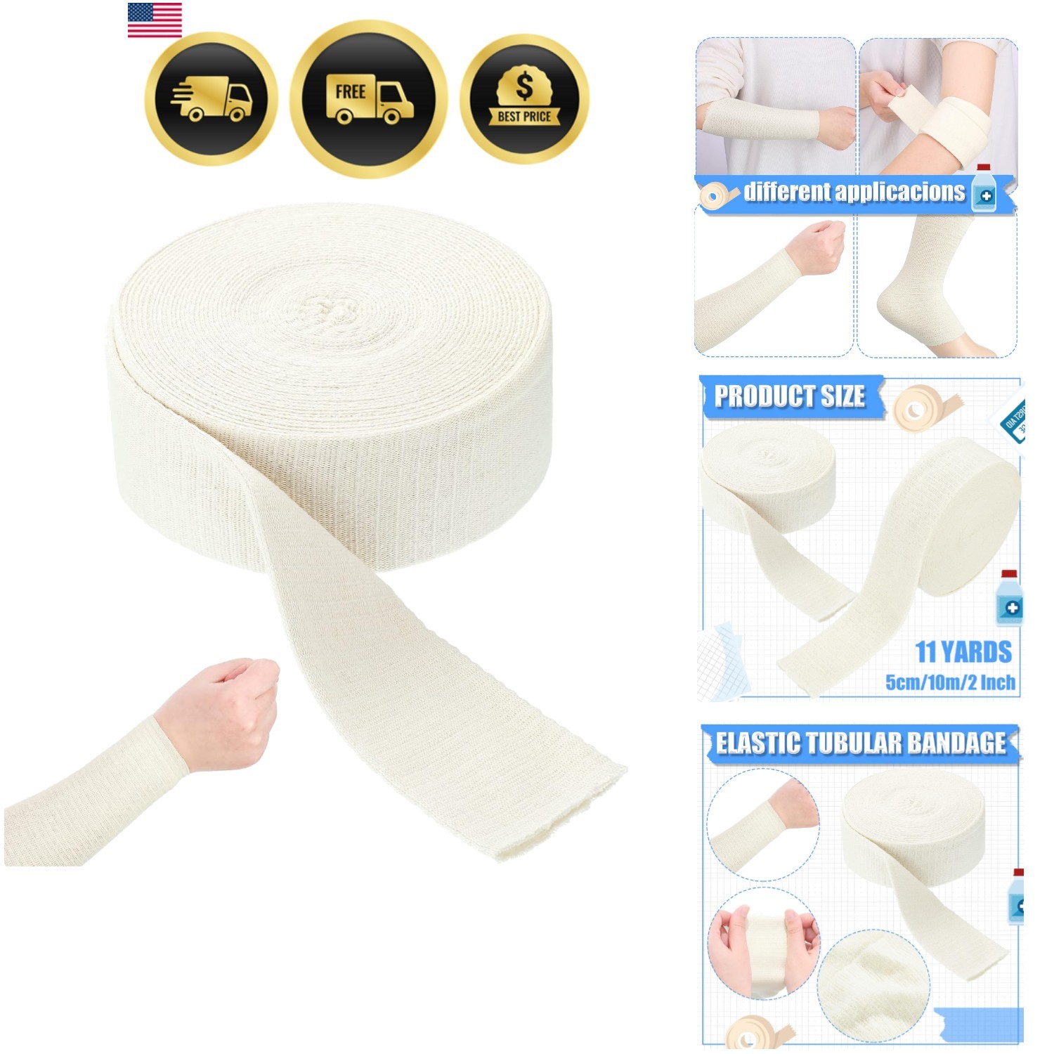 Cotton Tubular Stockinette Gauze Roll Tubular Arm Stocking Elastic Leg Stocki…