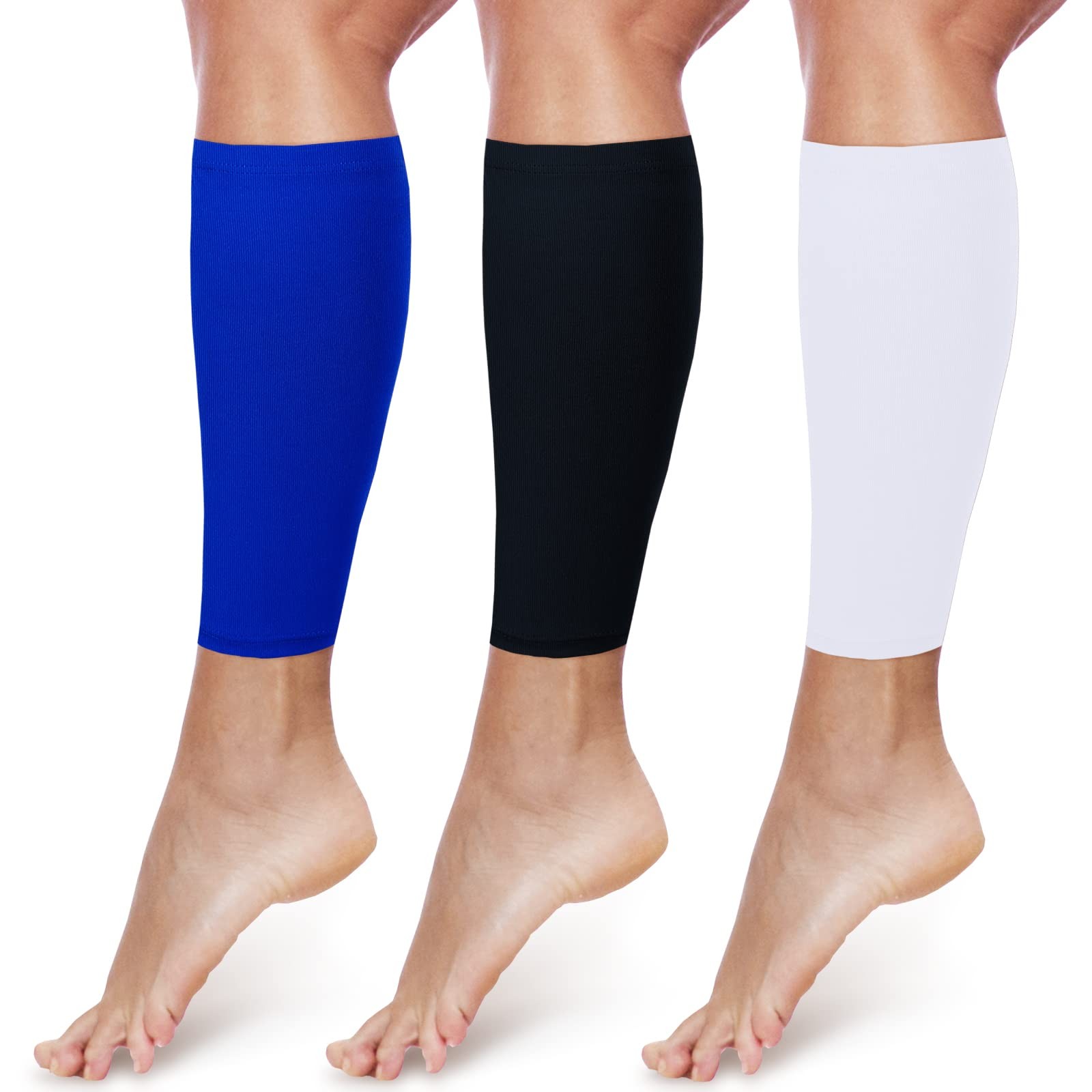 3 Pairs Calf Compression Sleeves Men Women Football Leg Footless Sock Running