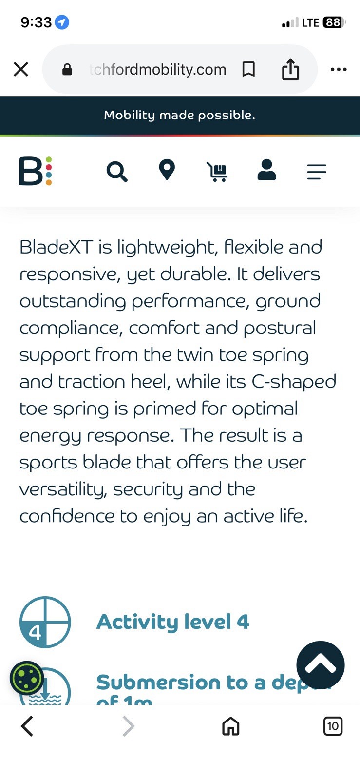 Blatchford Blade XT Below Knee Prosthetic
