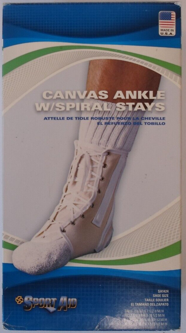Sport Aid Canvas Ankle Foot Support Brace with Spiral Stays – Extra Large