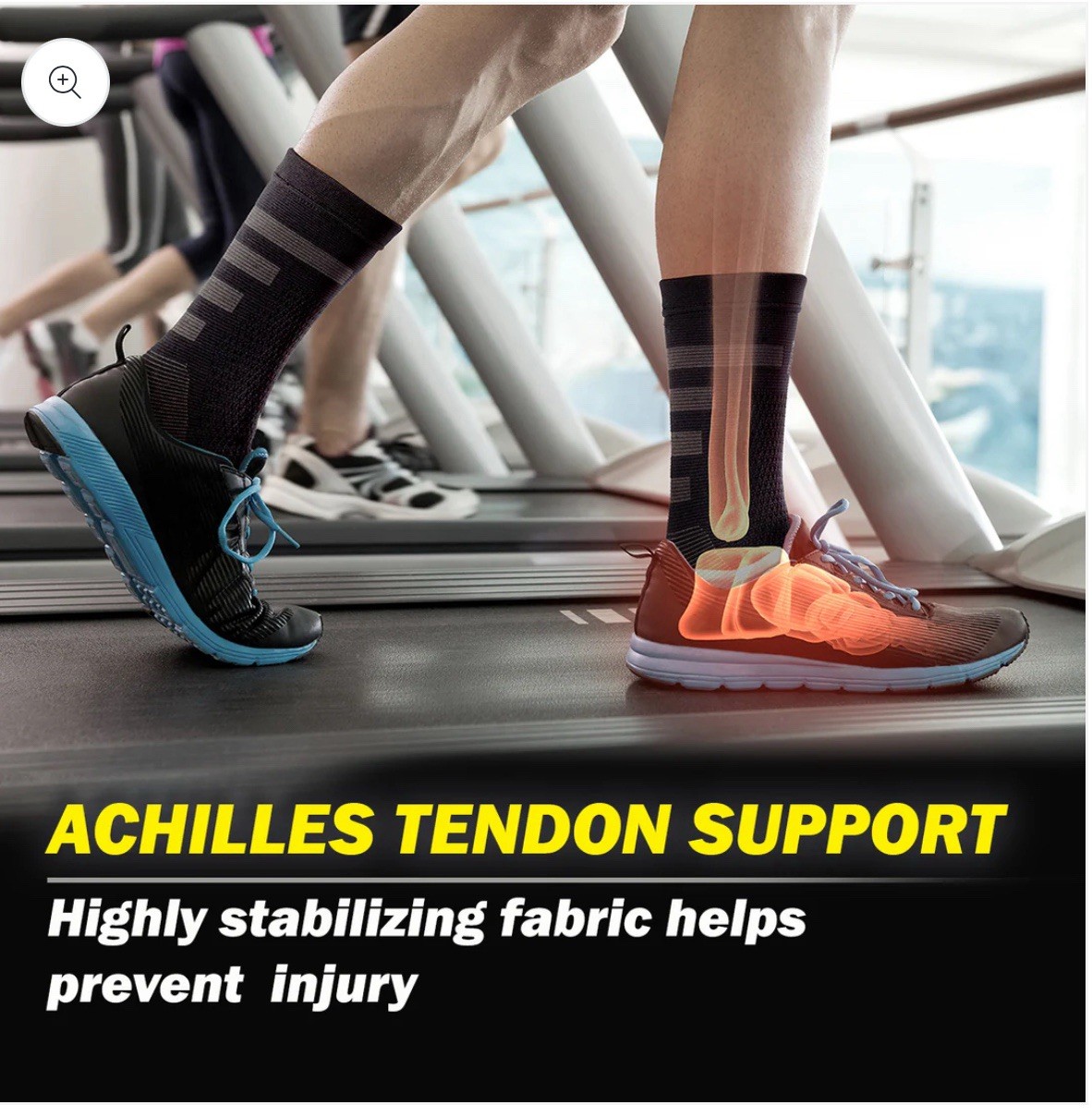 PowerLix Ankle Compression Brace Unisex Size L Black Plantar Injury Recover