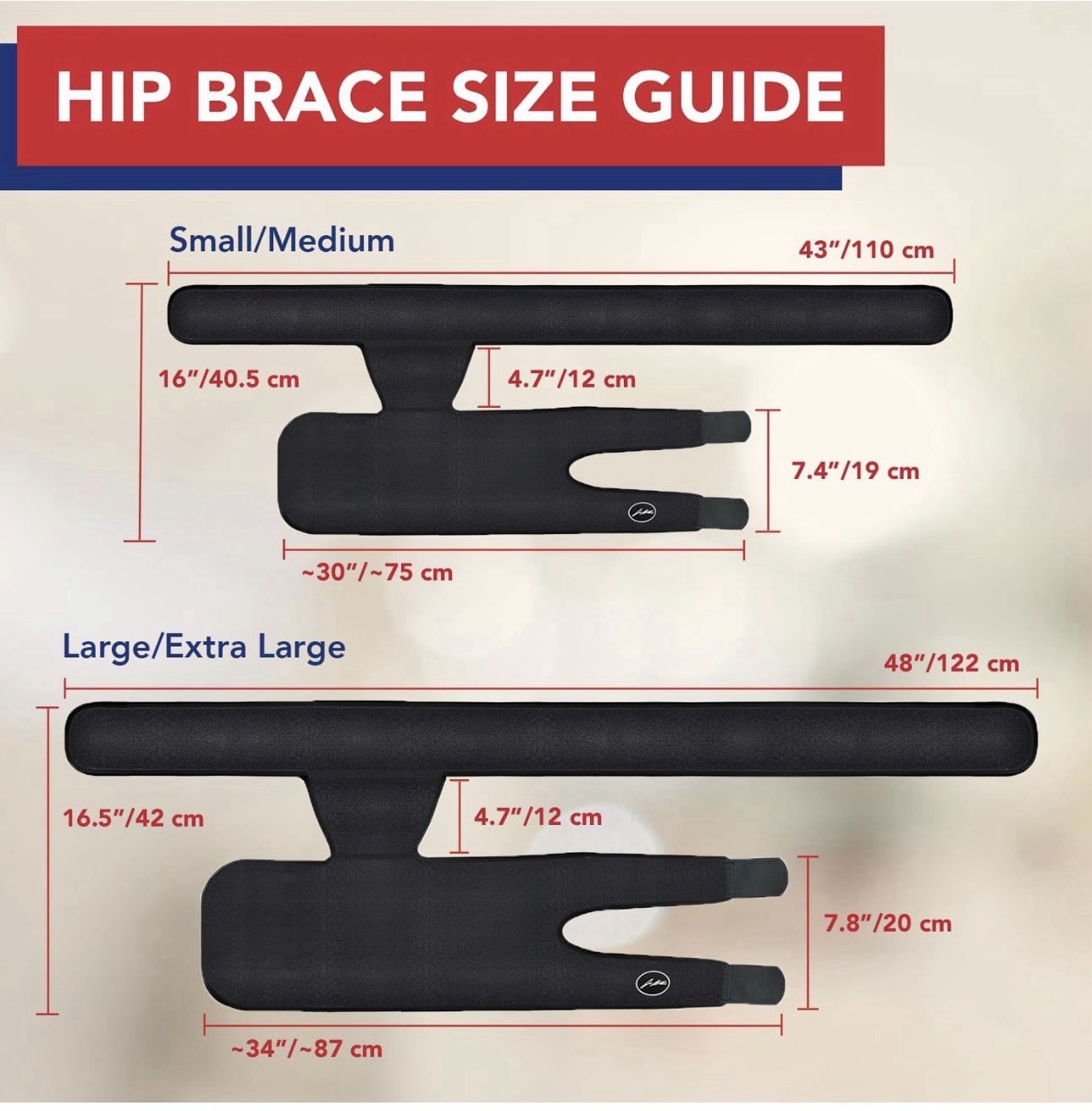 Hip Brace Left Side Adjustable Compression Support Wrap S/M Black