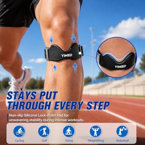 Patellar Tendon Support Strap Silicone Knee Brace for Pain Relief Black