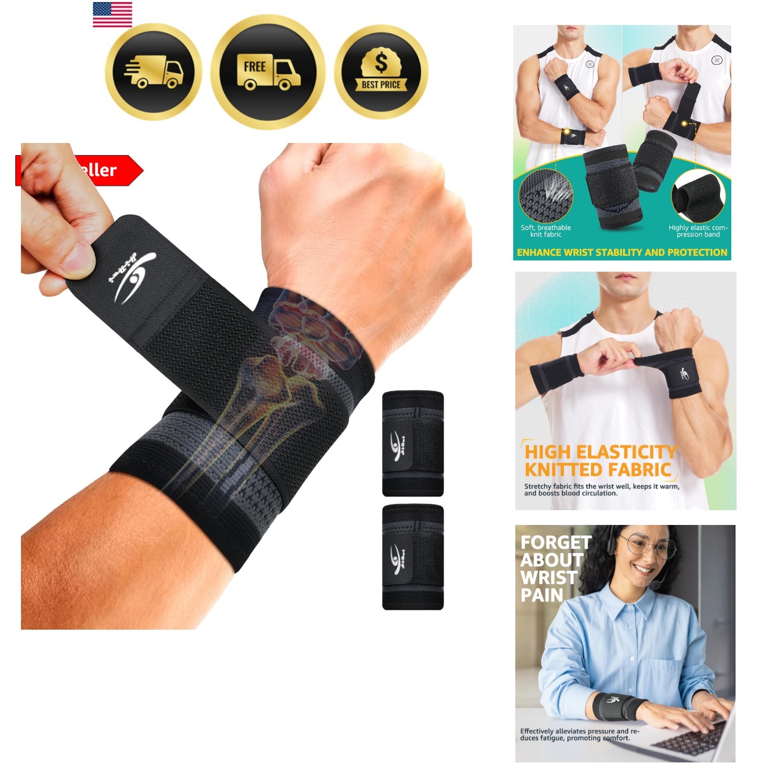 Wrist Brace/Wraps Wrist Compression Strap and Support for Work Fitness Weight…