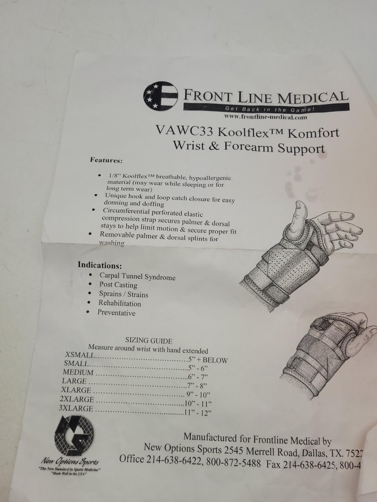 VAWC33-R XL 10″ Koolflex L/R Lot 2 Wrist Support Brace Black XL – MSRP $50 (NEW)