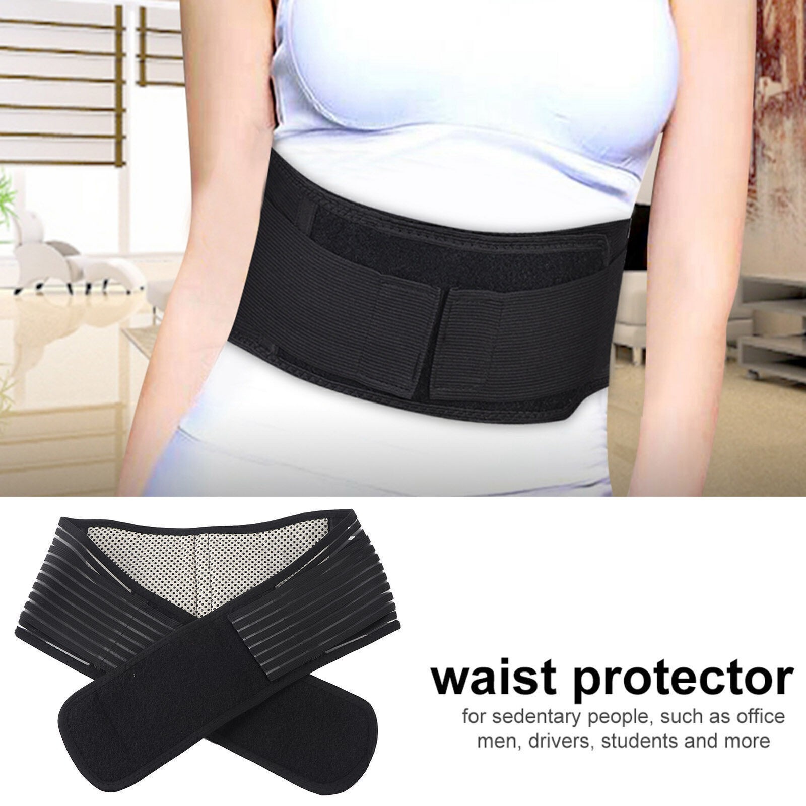 Spontaneous Self heating Adjustable Hook & Loop Waist Protector Lumbar Support