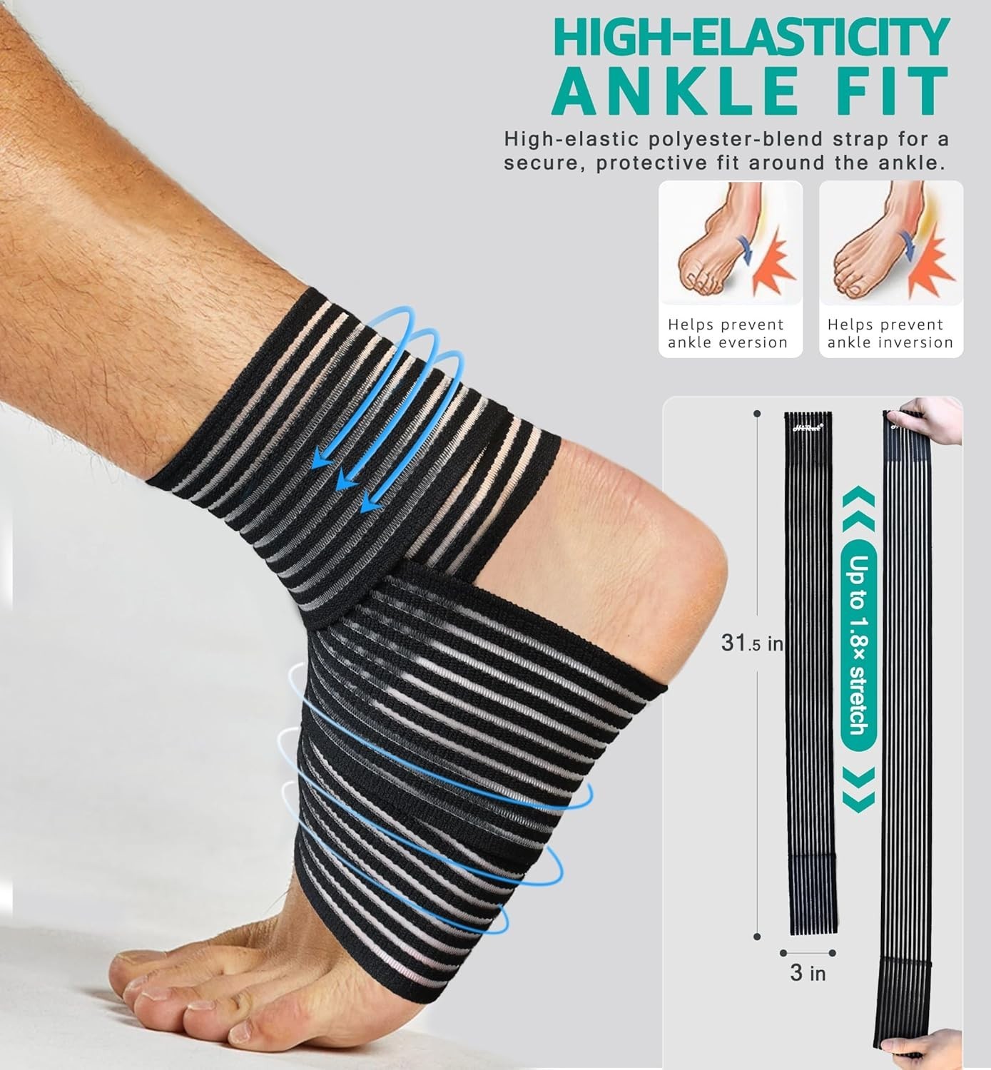 Foot Ankle Compression Brace 2 Pack Wrap Support Sprains Plantar Fasciitis