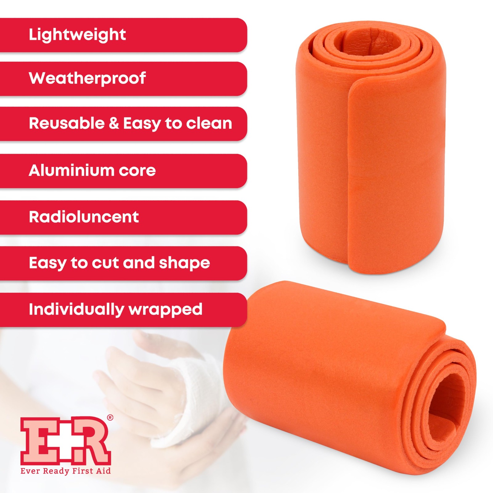 Ever Ready First Aid Universal Aluminum Splint, 3 Count (Pack of 1), Orange