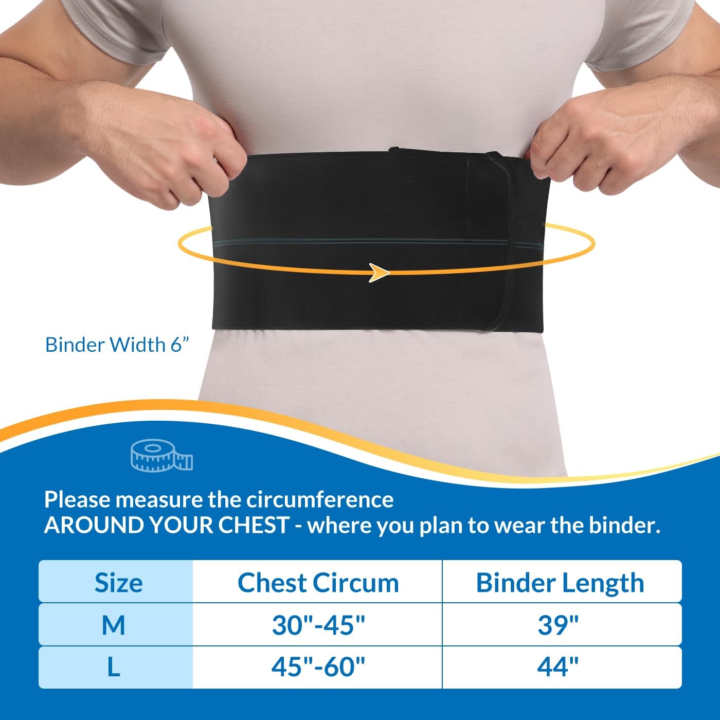 Broken Rib Brace for Men – Compression Chest Binder for Cracked Ribs Support & C