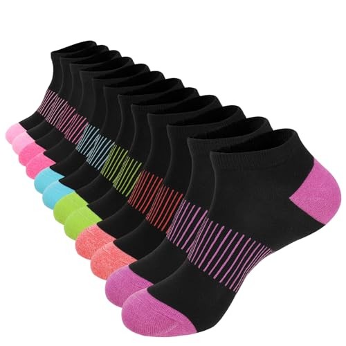 12 Pairs Athletic Running Ankle Socks for Women & Men, Cushioned Low Cut