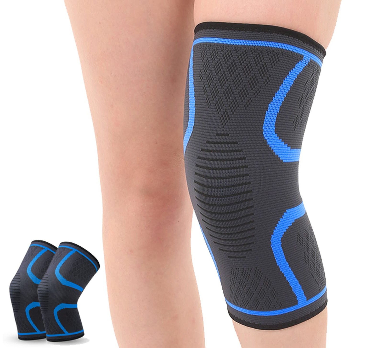 SUJAYU Knee Braces for Pain, 2 Pack Pads Sleeves X-Large, Blue