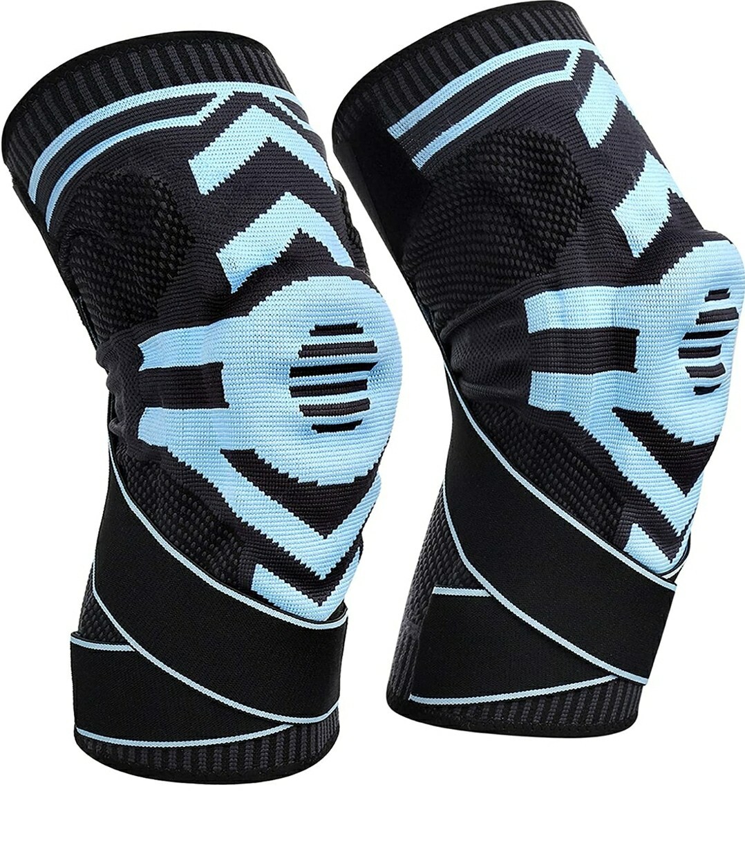 2 Knee Brace Knee Compression Sleeves Support W/ Patella Gel Pads, Pain Rel SZ L