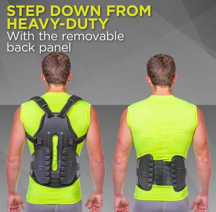 BraceAbility TLSO Full-Body Back Brace Support – Hard Turtle Medium Black