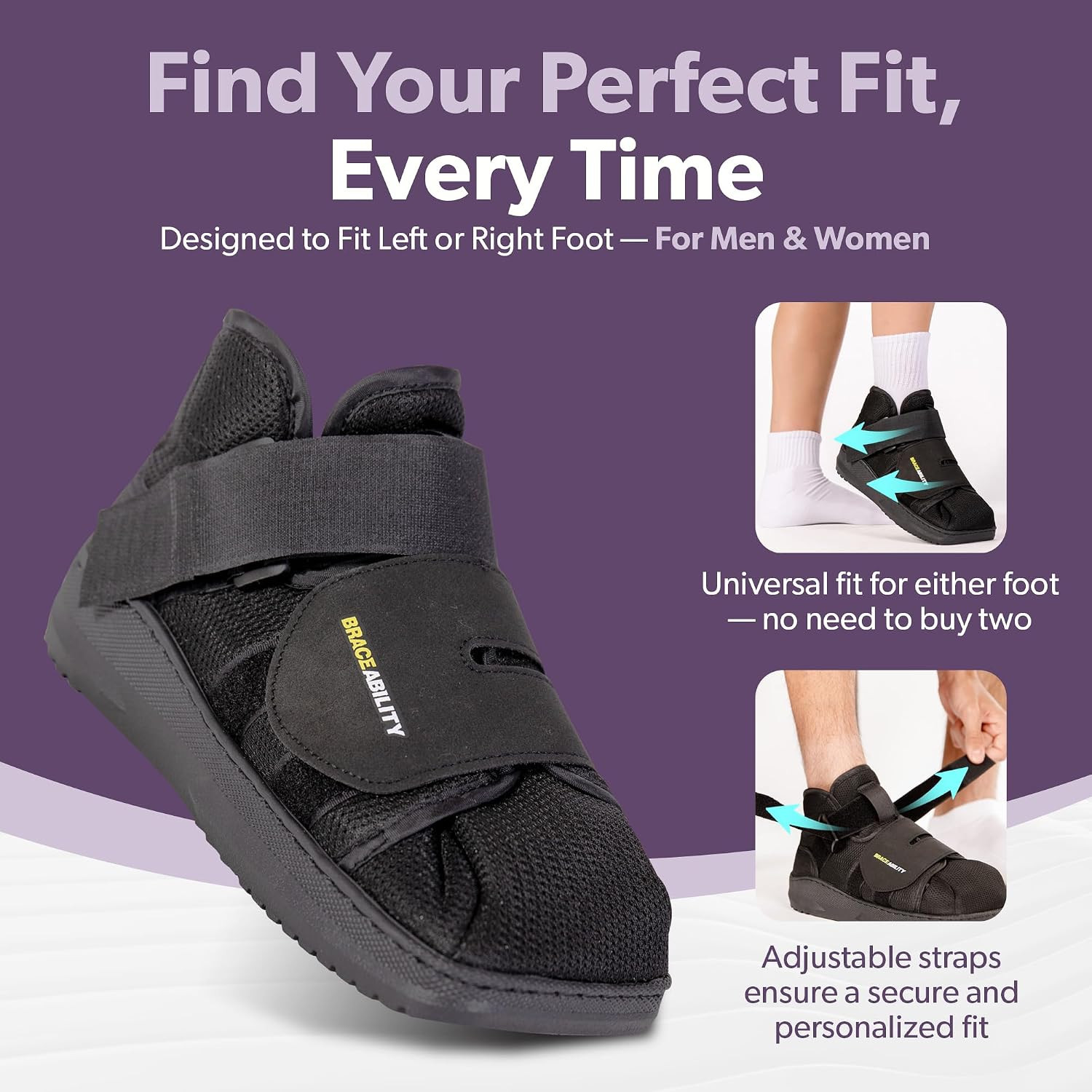 Closed Toe Walking Shoe Adjustable Protective Foot Boot Lightweight Unisex Size