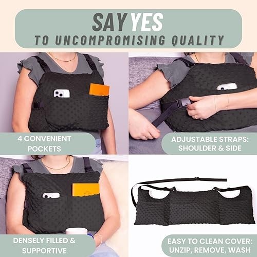 Post Mastectomy Pillow with Secure Strap – Washable Cover for Breast Surgery Rec