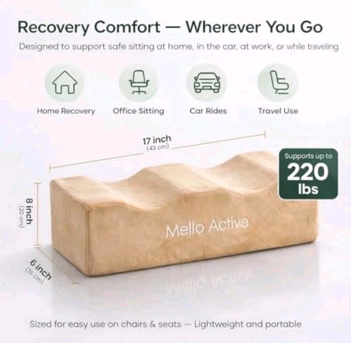 Mello Active BBL Pillow After Surgery – Doctor-Recommended, Firm & Lightweight