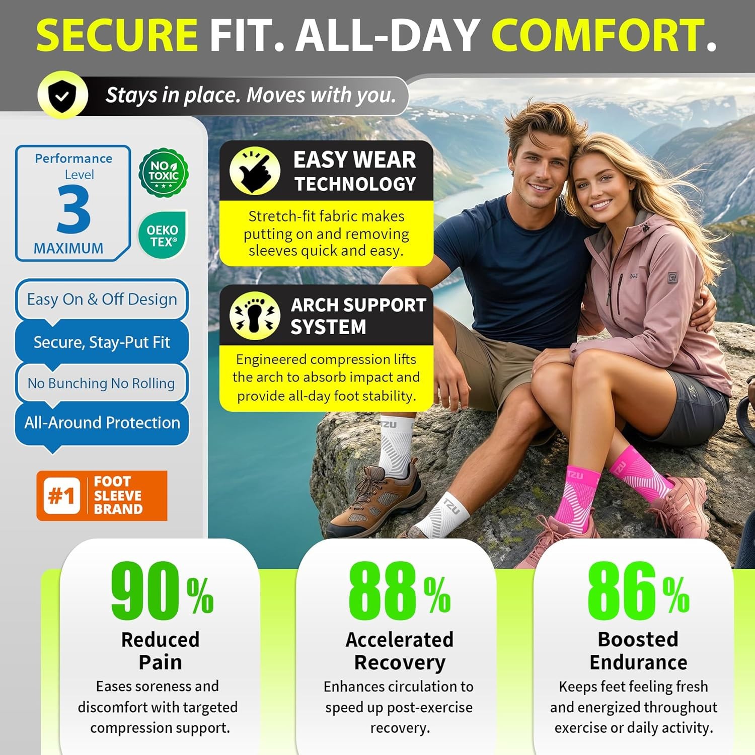 Compression Socks Plantar Fasciitis Achilles Support White