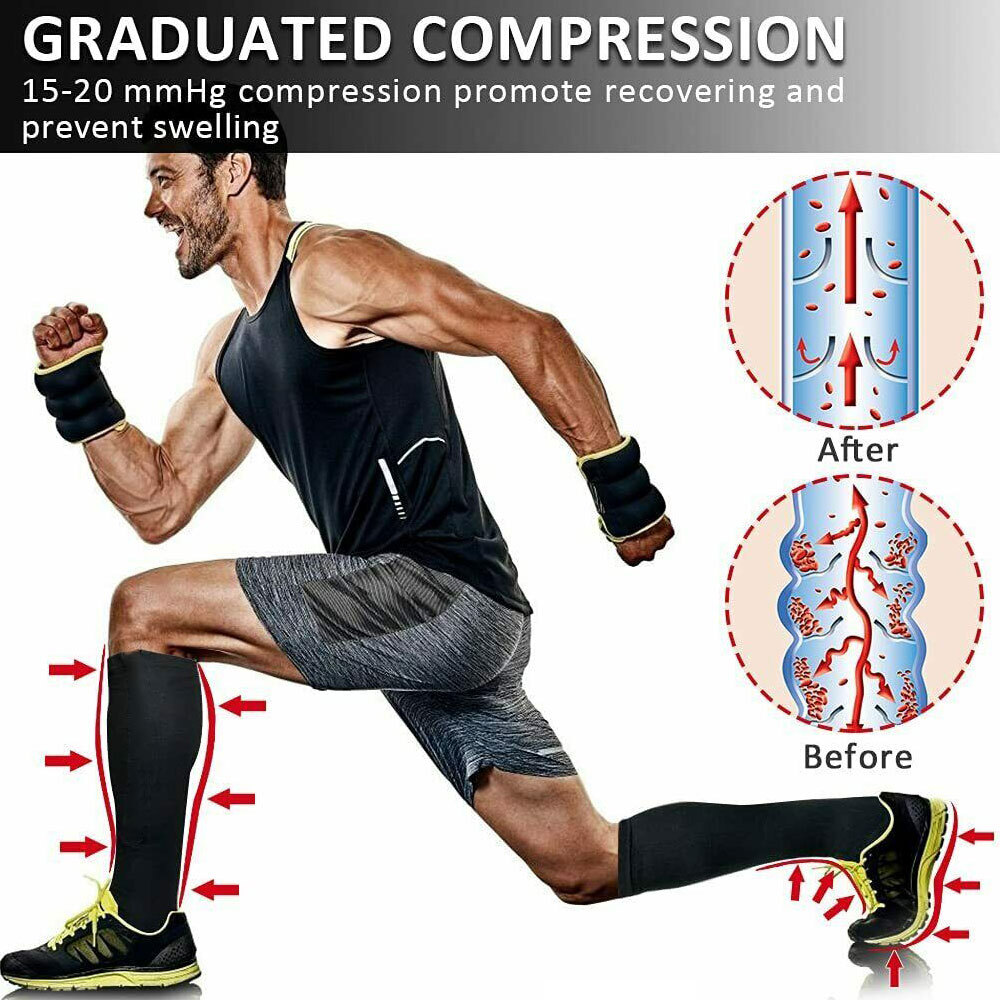 (6 Pairs) Compression Socks Knee High 15-20 mmHg Graduated Mens Womens S-XL
