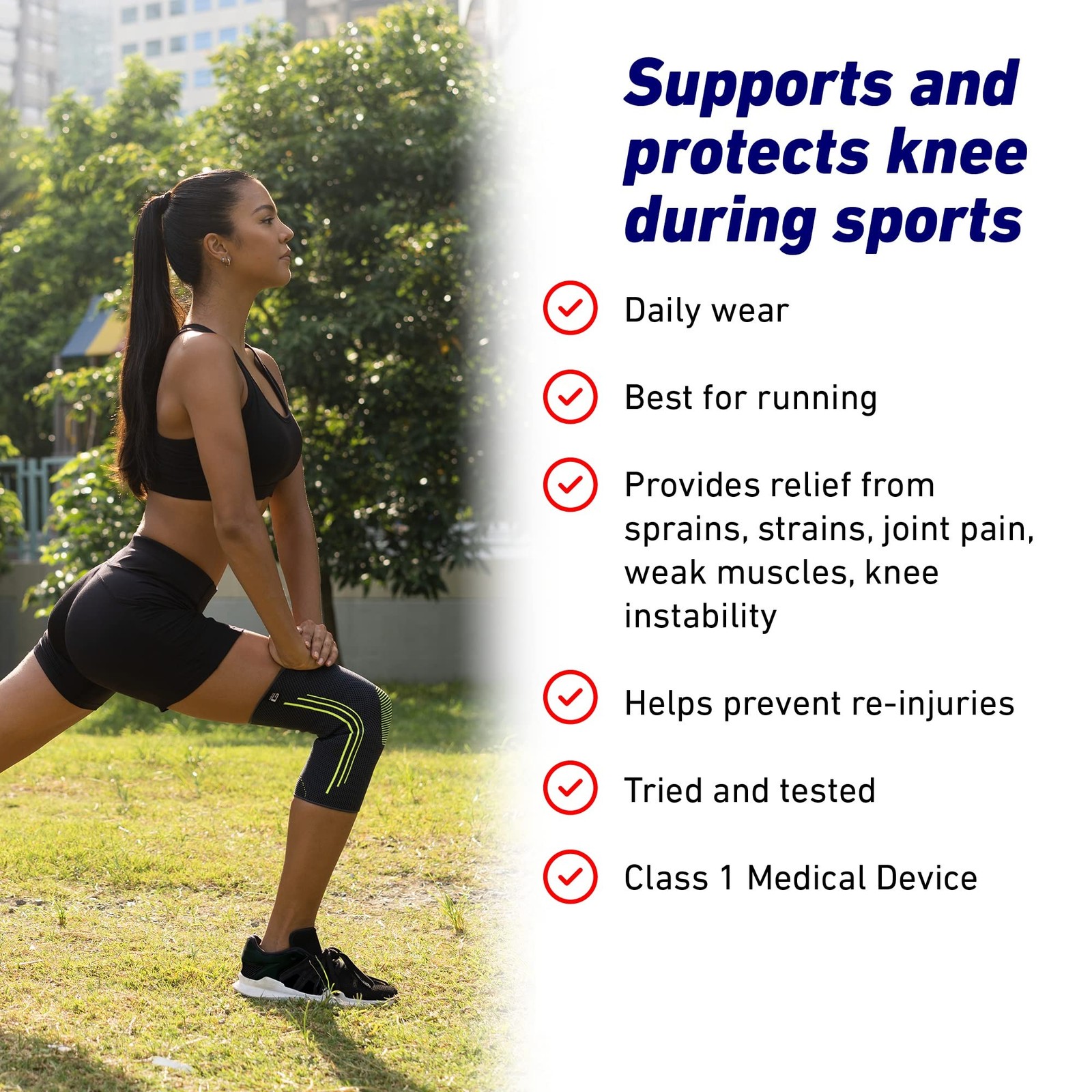 Neo-G Knee Compression Sleeve for X-Large: 43 – 48 CM/16.9 – 18.9 IN, Black