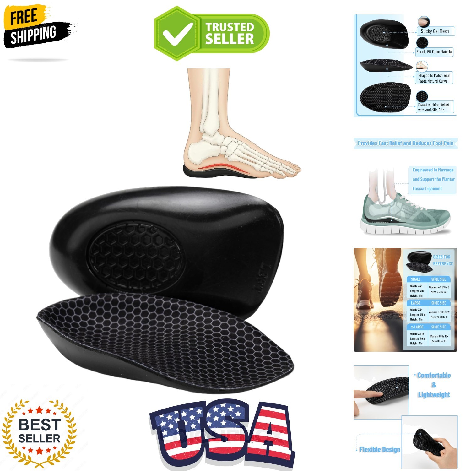 Dr. JK- Heel Cups for Heel Pain Relief, 1 Pair, Small, Heel Cups for Plantar …