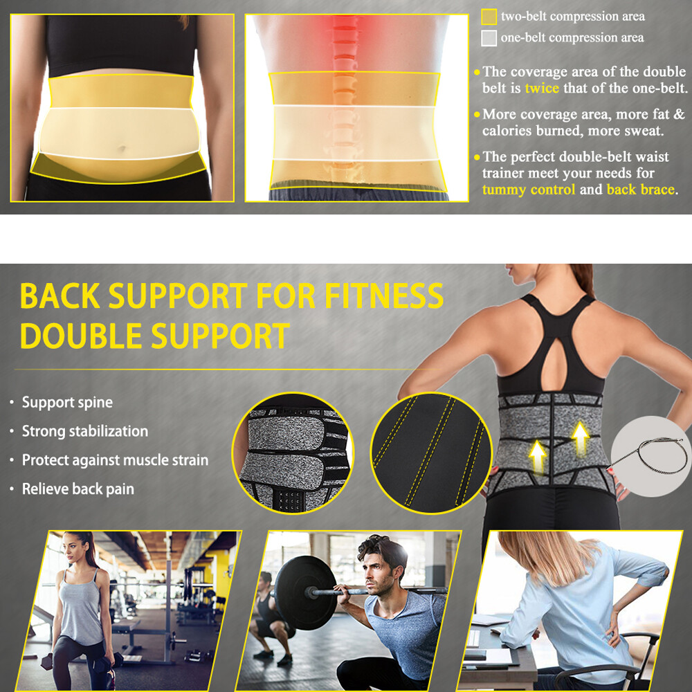 Men Women Neoprene Waist Cinchers Weight Loss Trimmer Belt Anti-Humpback Wrap