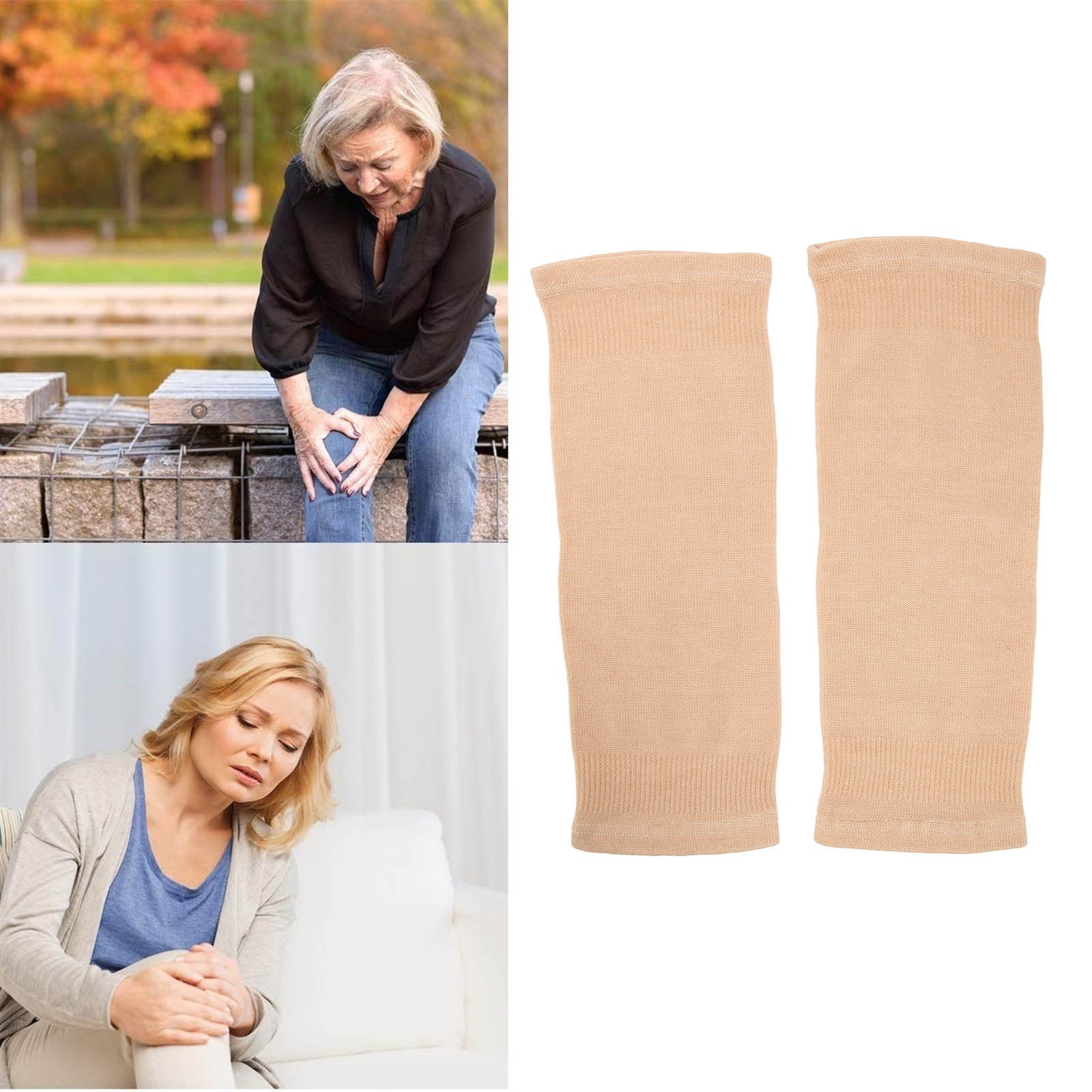 2Pcs Knee Brace Sleeve Comfortable Thin Stretchy Soft Skin Color Knee Protec NY