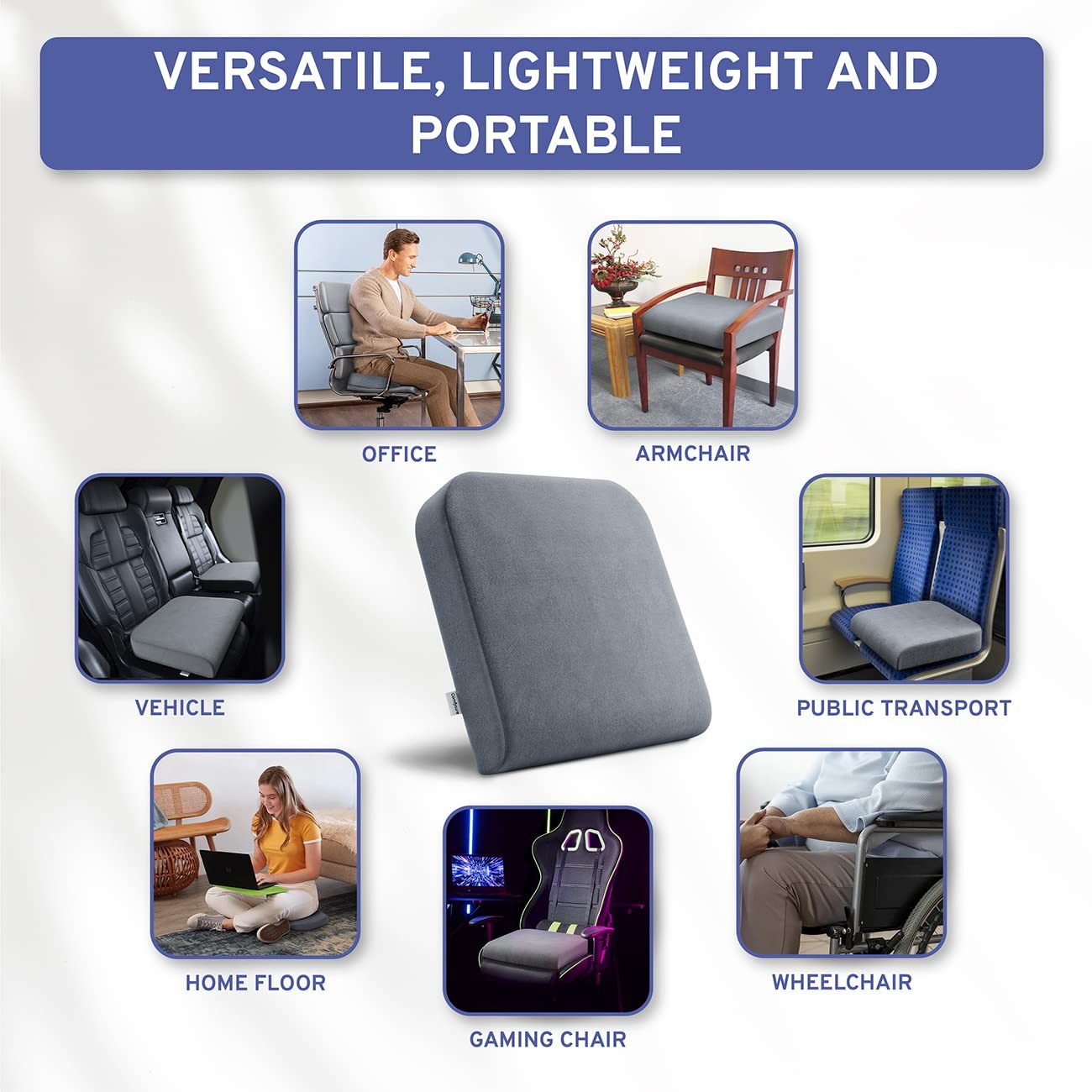 ComfySure Seat Cushion Extra Large – Firm Memory 1 Count (Pack of 1), Grey