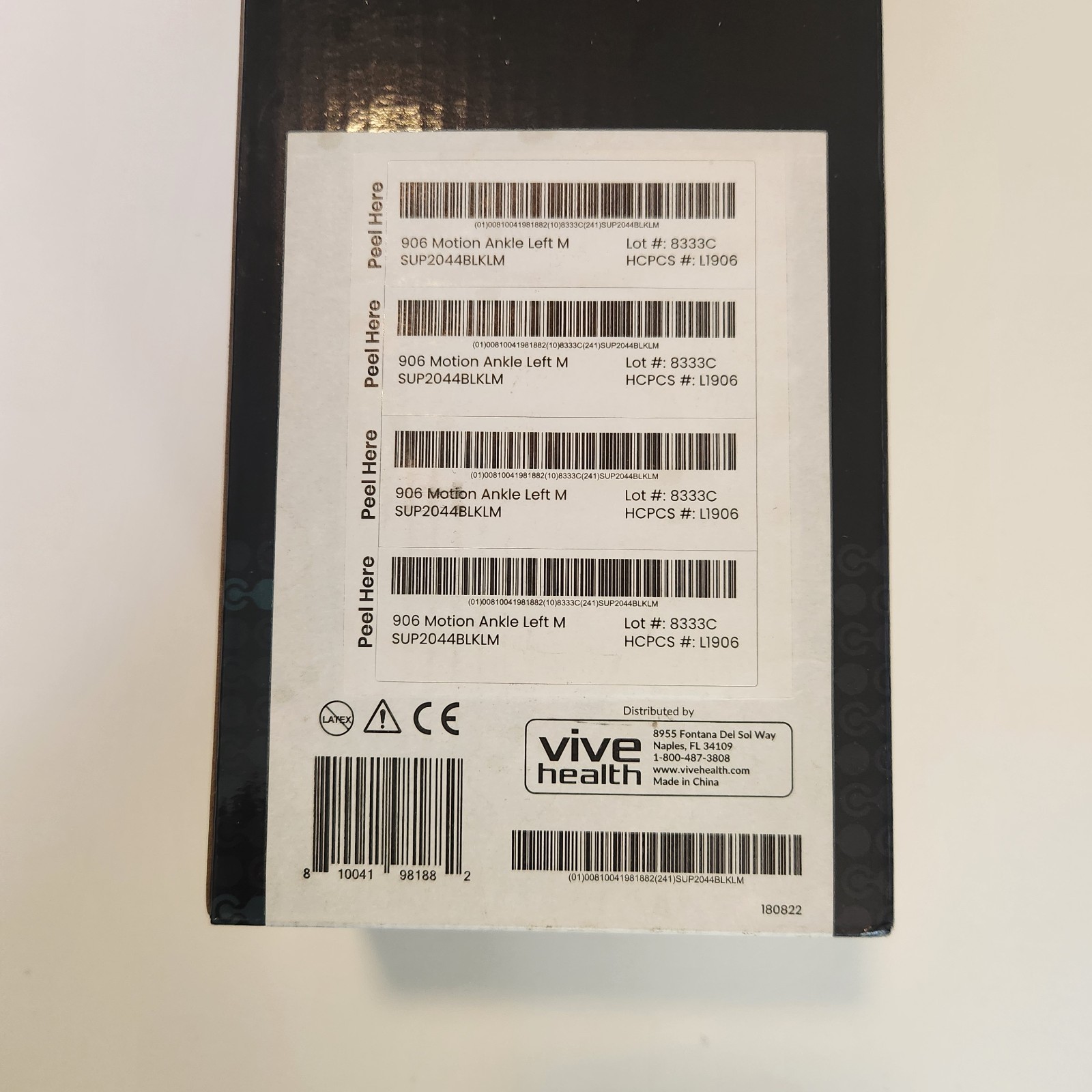 Coretech 906 Motion Ankle Brace by Vive Health Left Medium SUP2044BLKLM NEW NIB