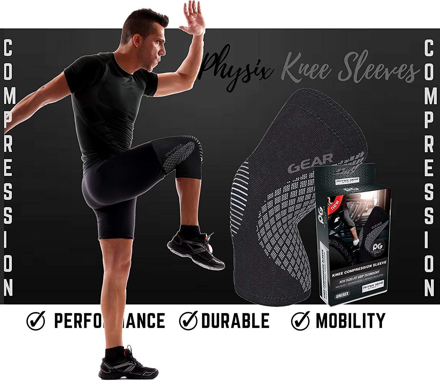 Physix Gear Knee Compression Sleeve for Men & Women – Best Compression Knee