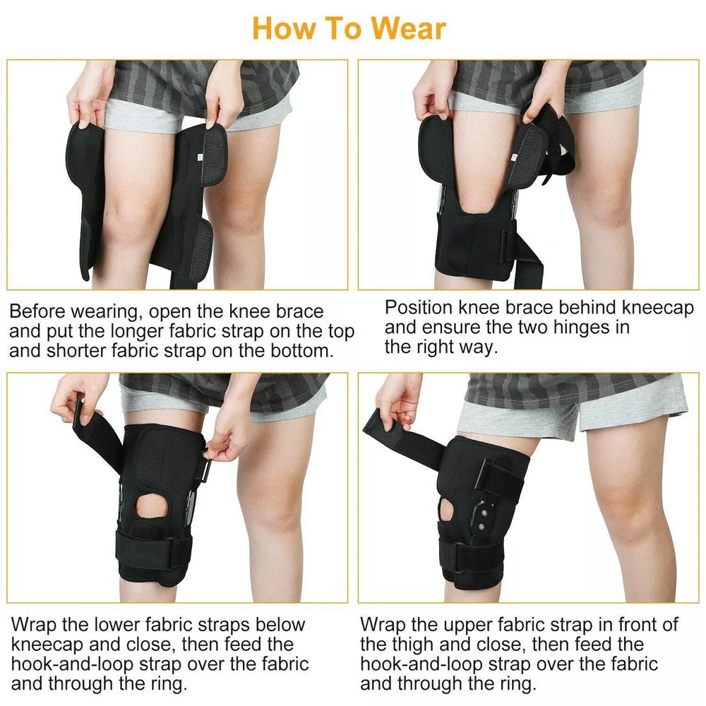 Compression Knee Brace Sleeve Joint Support Hinged Open Patella Stabilizer Wrap