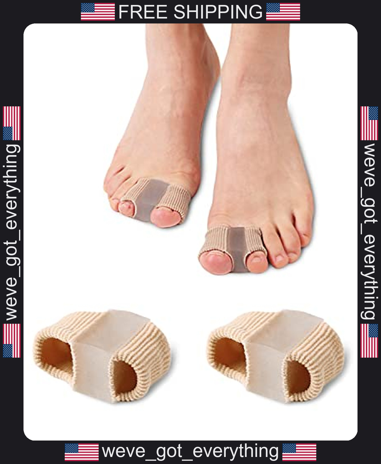 2 Pack Gel Toe Spacers for Bunion Pain Relief and Toe Alignment