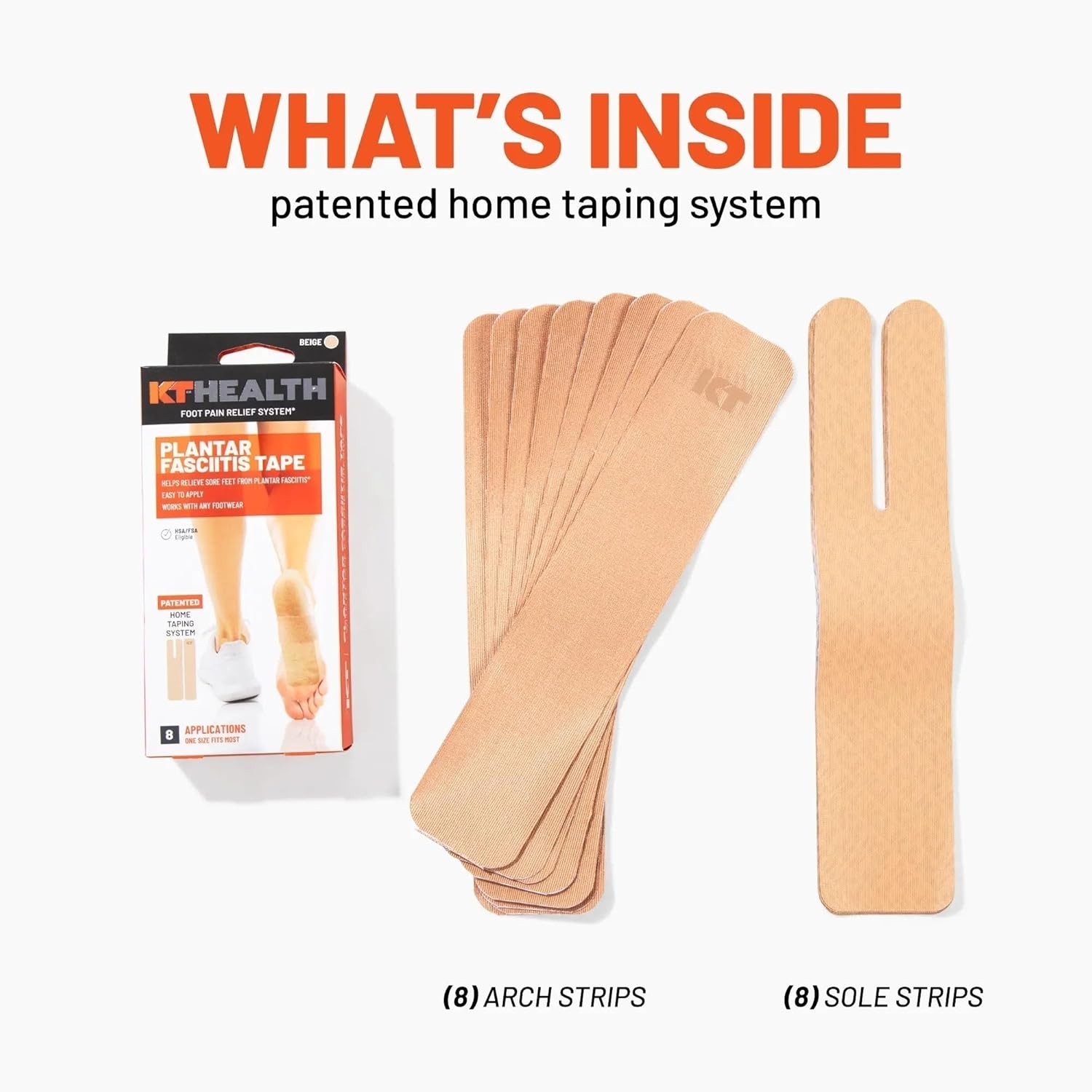 Plantar Fasciitis Tape, Foot Soreness Relief System, 8 Applications