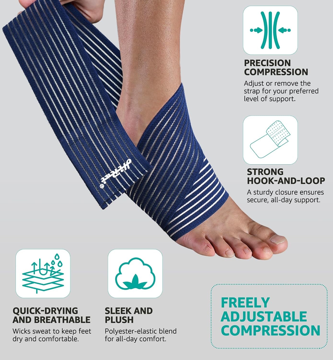 Foot & Ankle Brace 2 Pack, Adjustable Compression Wrap for Men & Women – Helps