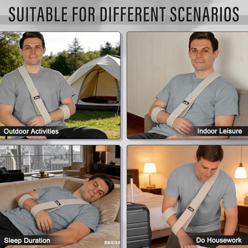 Arm Sling, Adjustable Arm Support Strap, Lightweight Shoulder Immobilizer Grey
