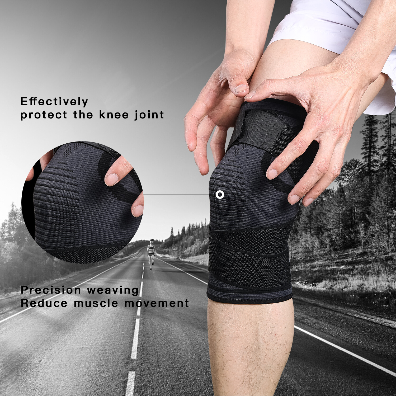 Knee Brace Support Compression Sleeves Gym Weightlifting Crossfit With Strap US