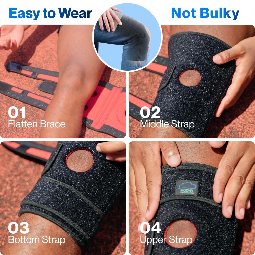 Modvel ELITE Knee Brace for Men & Women – Patella Gel Large/X-Large, A Black