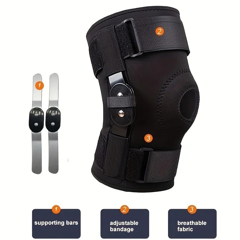 Knee Brace Compression Sleeve Hinged Joint Support Open Patella Stabilizer Wrap